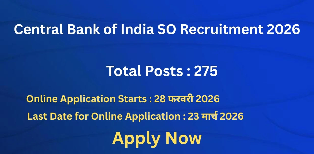Central Bank of India SO Recruitment 2026